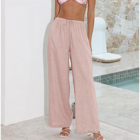 NWT ~ Women's Dusty Pink Flowy Palazzo Pants ~ Pockets & Wide Leg ~ Plus Size 2X - Picture 3 of 3